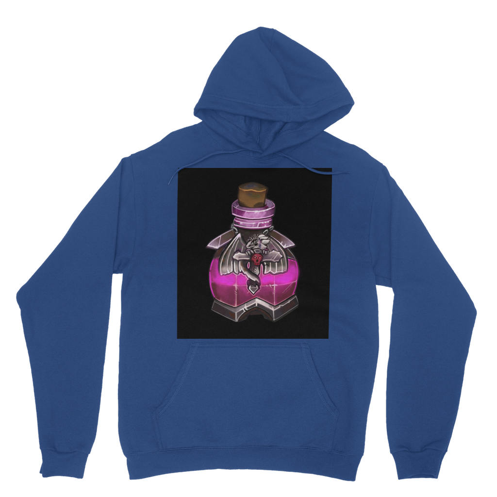 Dragon Potion Classic Adult Hoodie featuring a double fabric hood, kangaroo pouch pocket, and ribbed cuffs in a stylish design.