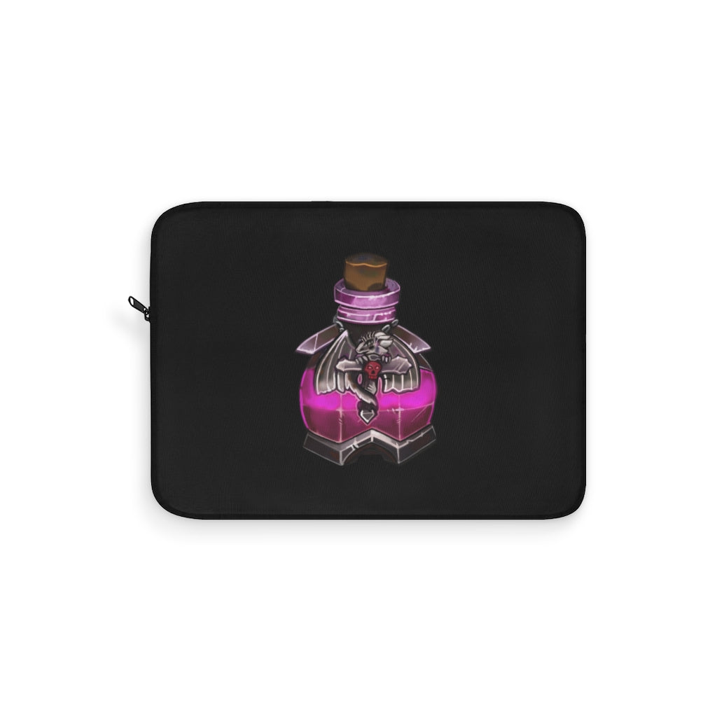 Dragon Potion Laptop Sleeve featuring a vibrant dragon design on one side and a sleek black backside, perfect for stylish laptop protection.