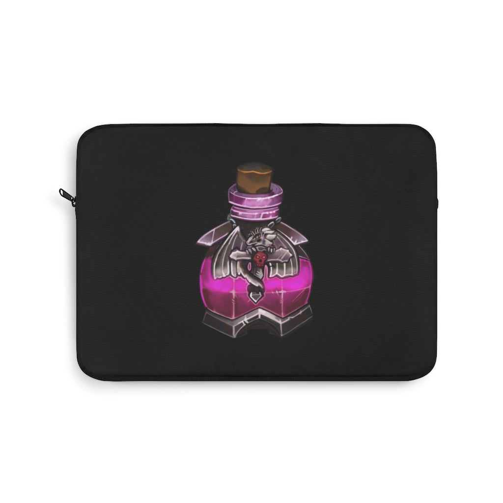 Dragon Potion Laptop Sleeve featuring a vibrant dragon design on one side and a sleek black backside, perfect for stylish laptop protection.