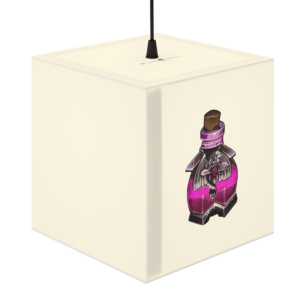 A stylish Dragon Potion Personalized Lamp in a cube shape, showcasing its unique design and glowing light, perfect for indoor decoration.