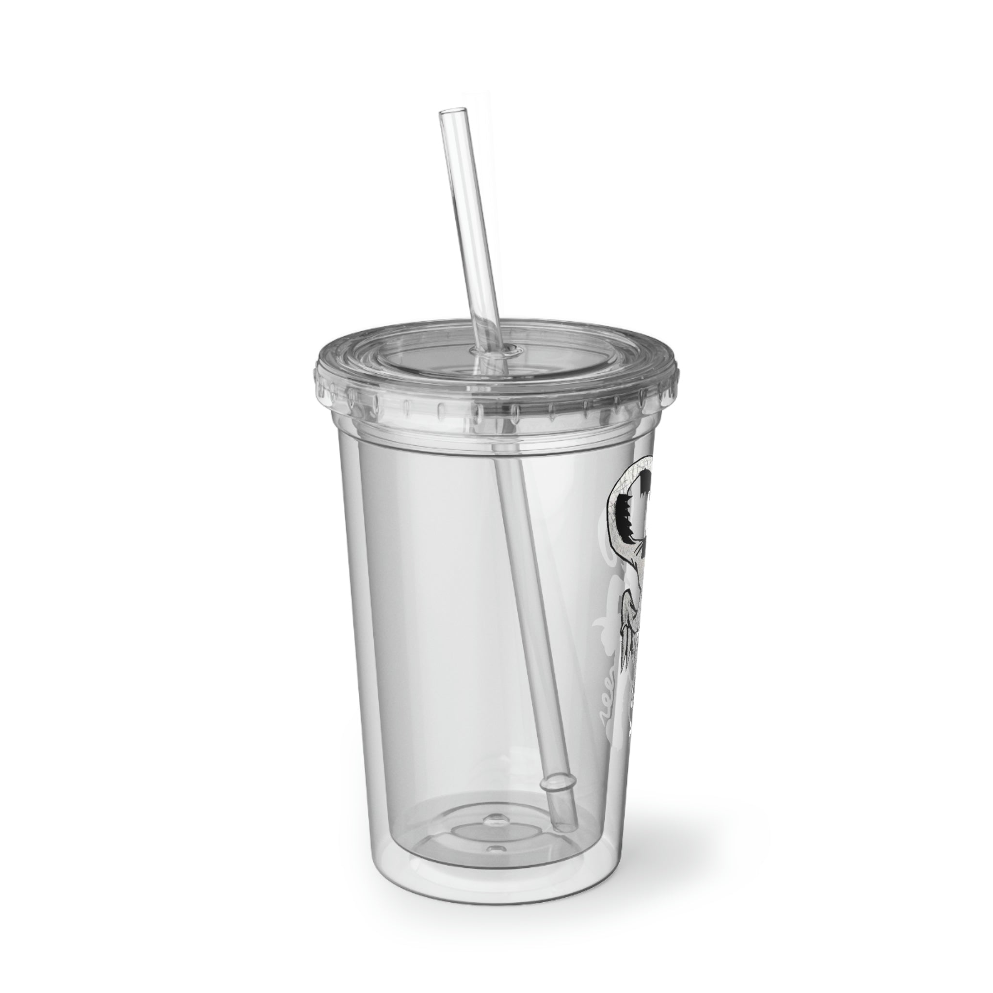 Dragon Suave Acrylic Cup with double-wall insulation, featuring a vibrant customizable design and a secure lid with a straw.