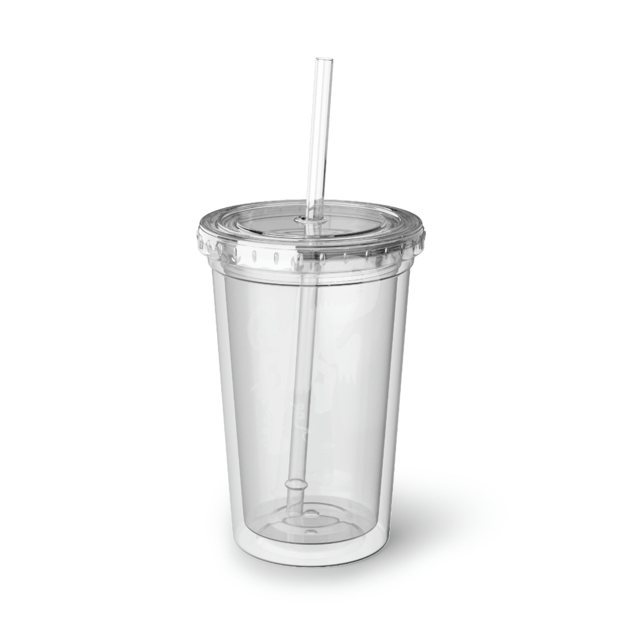 Dragon Suave Acrylic Cup with double-wall insulation, featuring a vibrant customizable design and a secure lid with a straw.