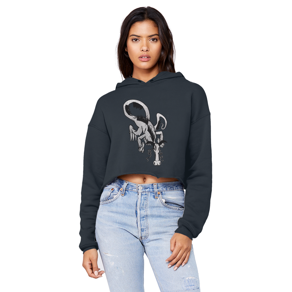 Dragon Unisex Cropped Raw Edge Boyfriend Hoodie showcasing its stylish design and soft fabric in various color options.