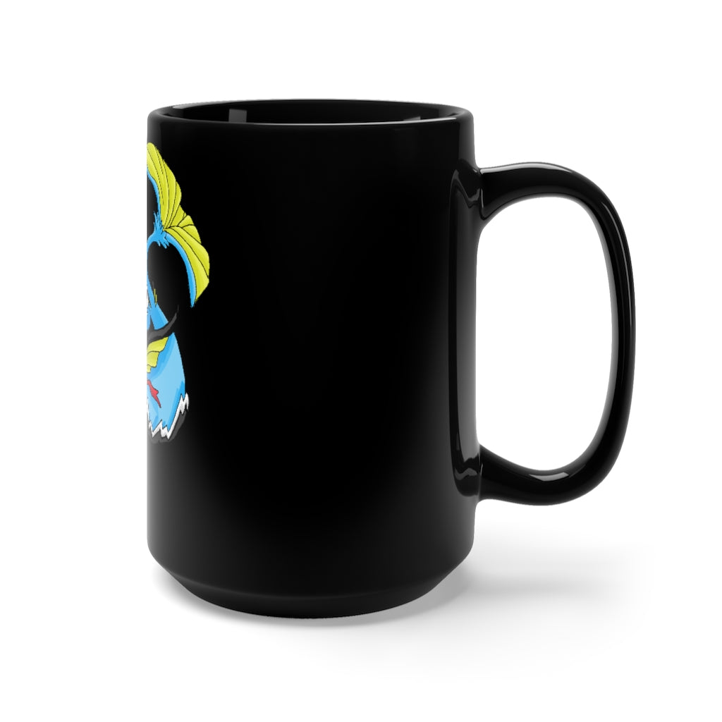 Dragonir Black Mug 15oz featuring a sleek black ceramic design with rounded corners and a comfortable C-handle.