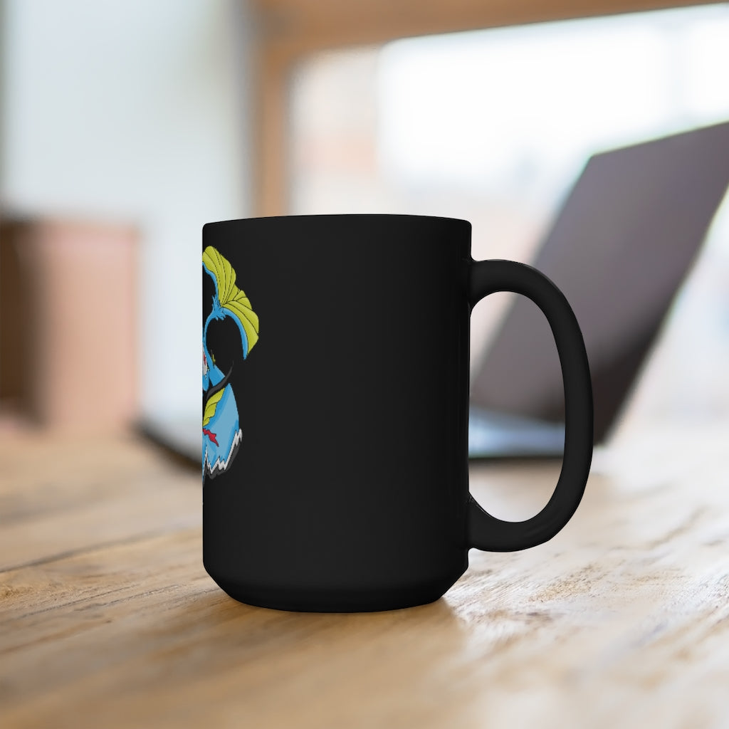 Dragonir Black Mug 15oz featuring a sleek black ceramic design with rounded corners and a comfortable C-handle.