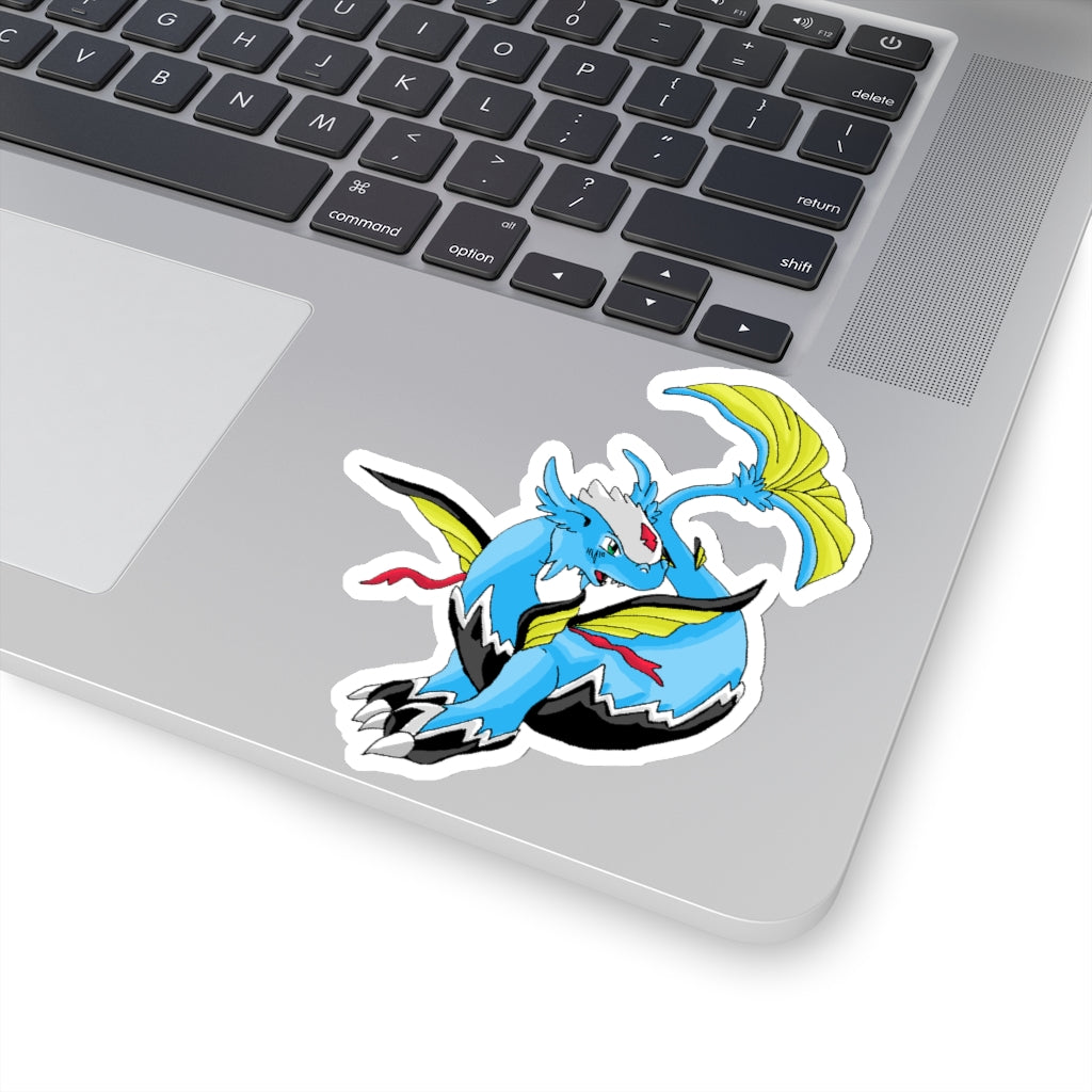 A collection of Dragonir Kiss-Cut Stickers in various shapes and sizes, showcasing white and transparent options on a smooth surface.