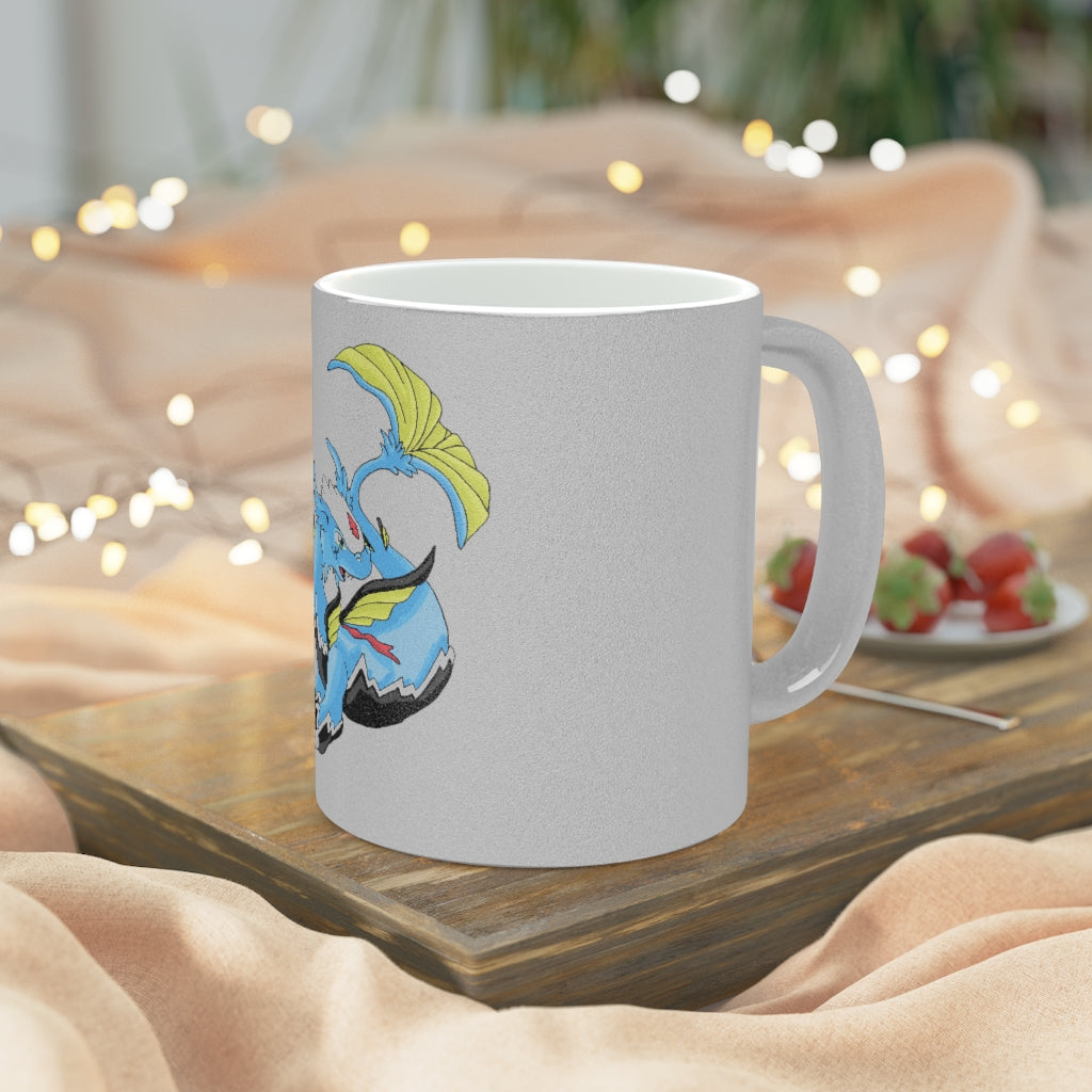 Dragonir Metallic Mug in Silver and Gold finishes, showcasing personalized designs and a comfortable C-handle.