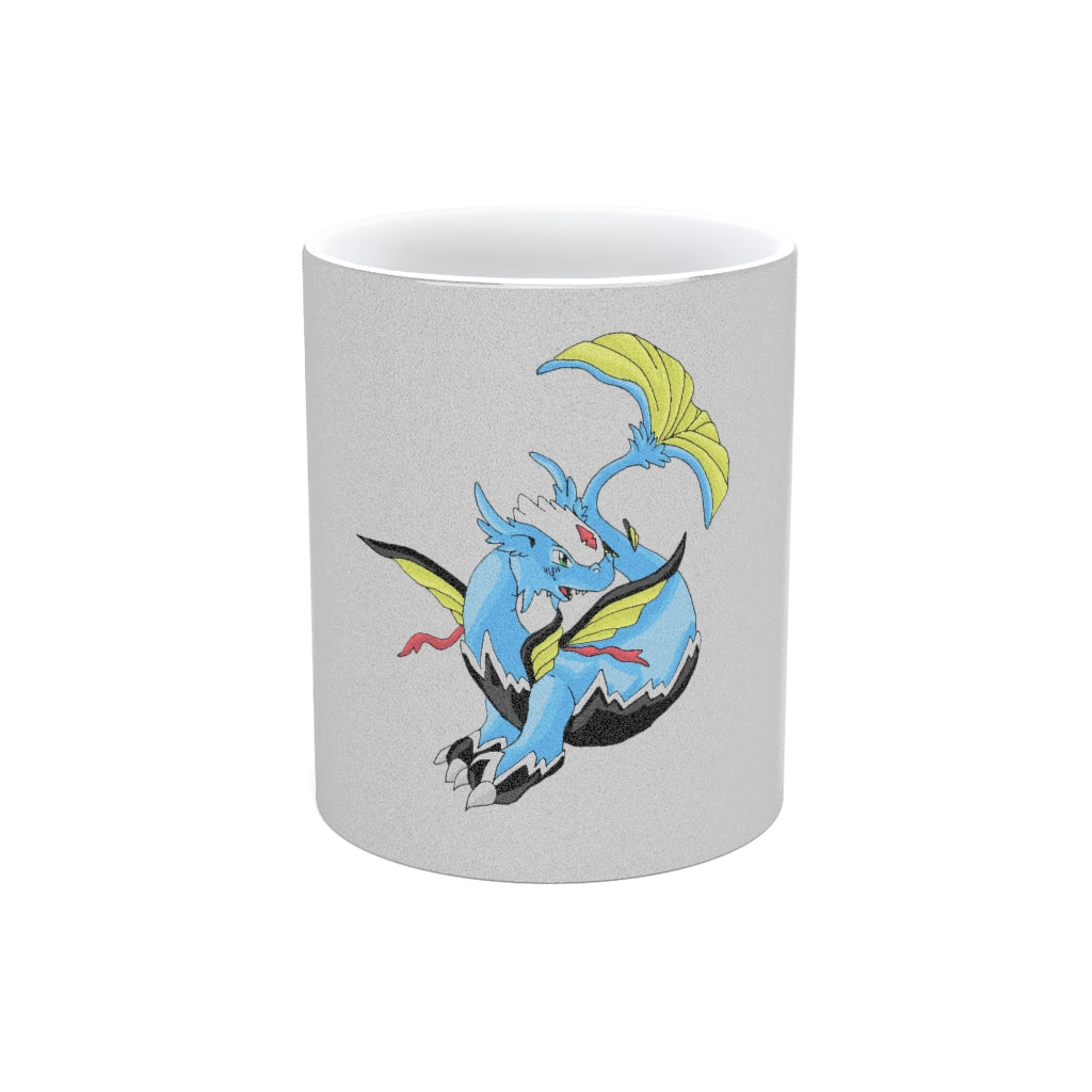 Dragonir Metallic Mug in Silver and Gold finishes, showcasing personalized designs and a comfortable C-handle.