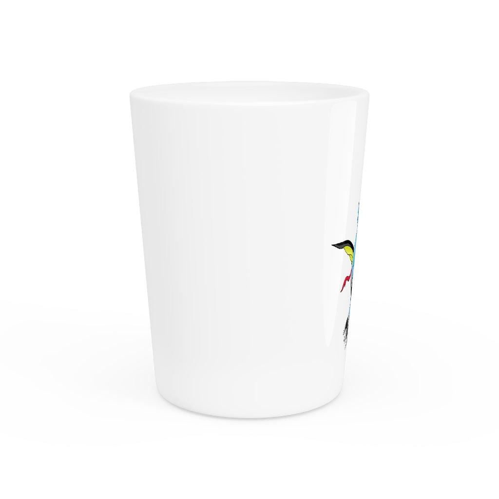 Personalized Dragonir Shot Glass with white ceramic exterior and customizable design, available in white or black interior.