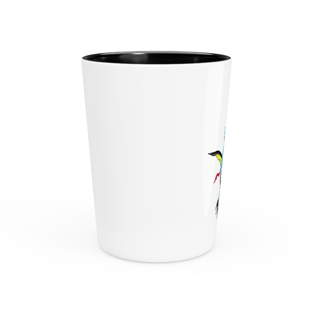 Personalized Dragonir Shot Glass with white ceramic exterior and customizable design, available in white or black interior.