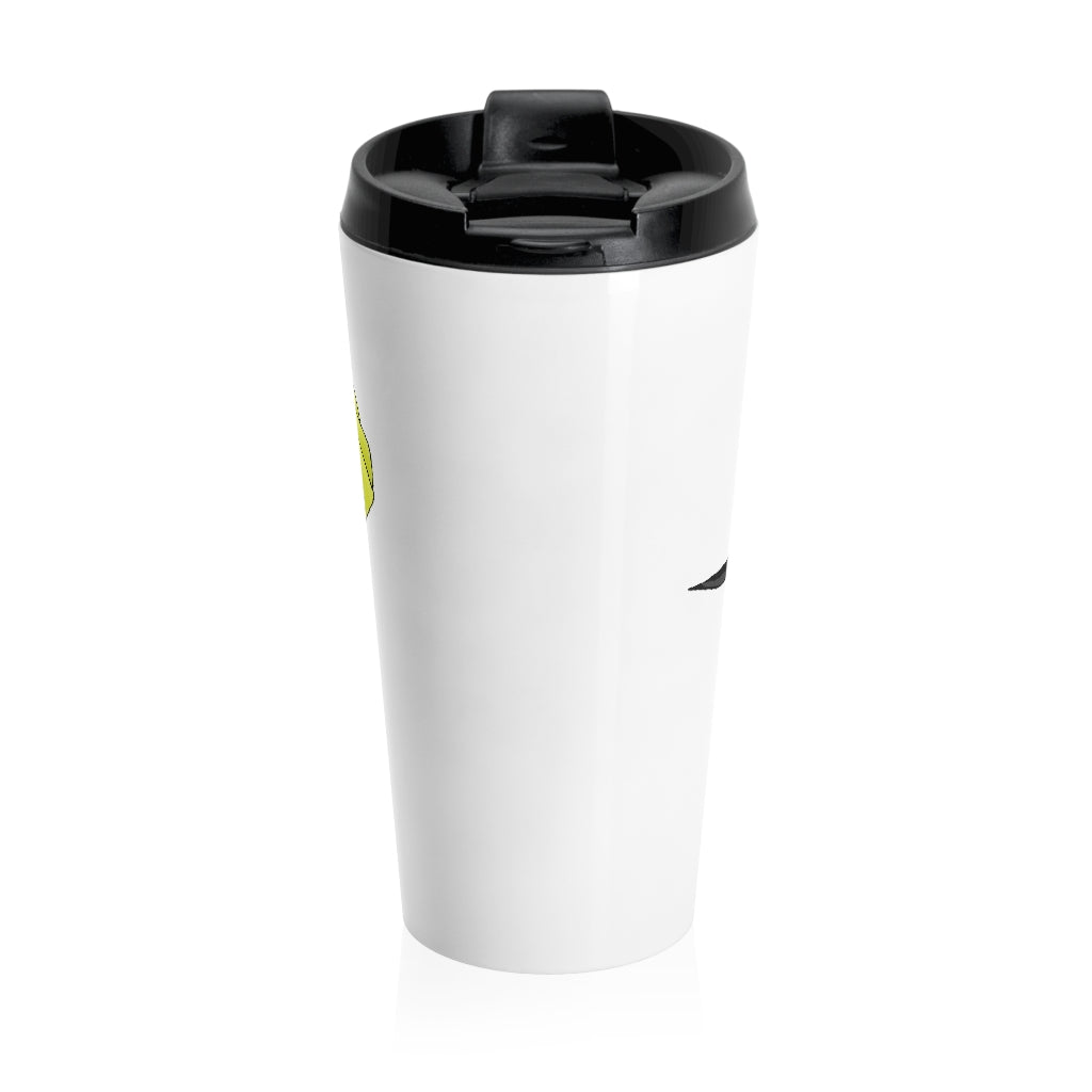 Dragonir Stainless Steel Travel Mug with black lid and sublimation printing design, perfect for coffee and tea lovers.