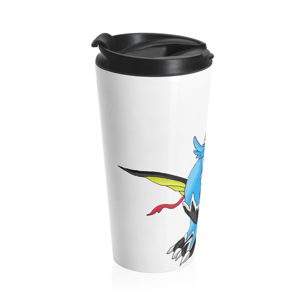 Dragonir Stainless Steel Travel Mug with black lid and sublimation printing design, perfect for coffee and tea lovers.