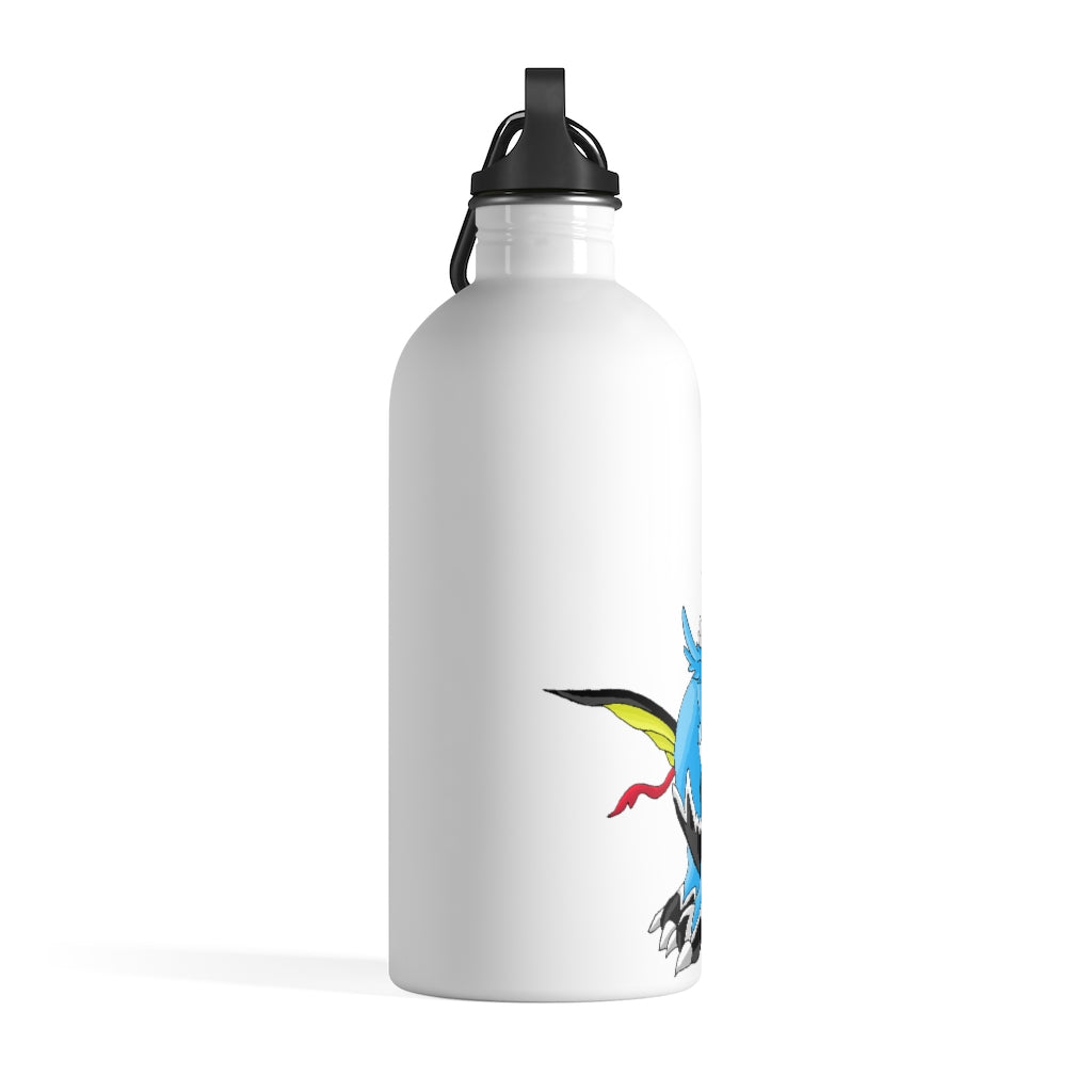 Dragonir Stainless Steel Water Bottle with a plastic screw top and carabiner, showcasing its sleek design and practical features.