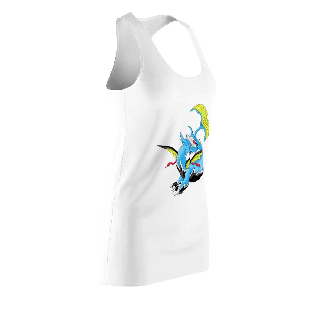 Dragonir Women's Cut & Sew Racerback Dress featuring a sporty fit and feminine design, made from lightweight polyester fabric.