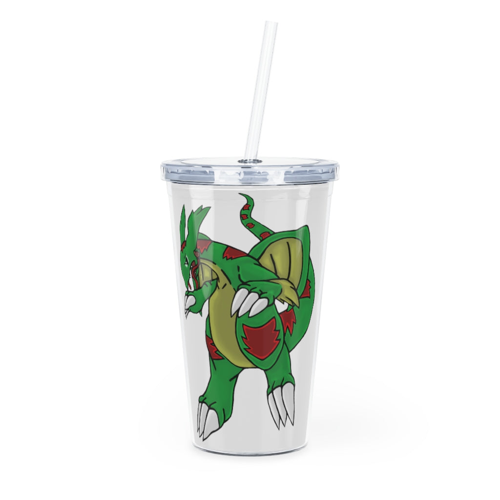 Draggor Plastic Tumbler with Straw, featuring a customizable design, lid, and reusable straw, perfect for events and gatherings.