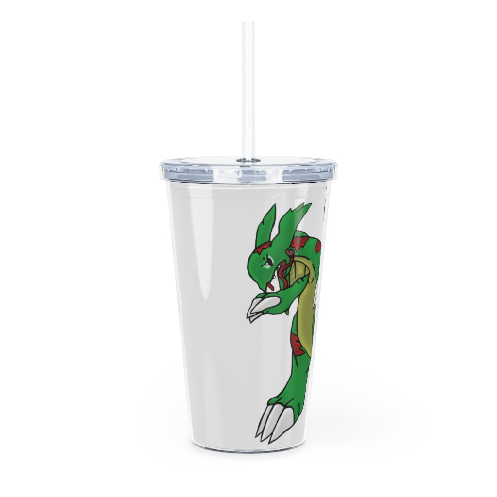 Draggor Plastic Tumbler with Straw, featuring a customizable design, lid, and reusable straw, perfect for events and gatherings.