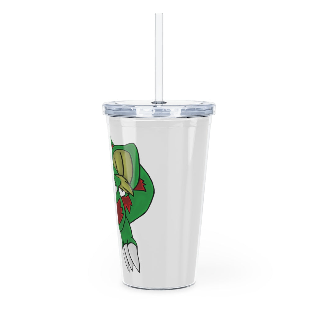 Draggor Plastic Tumbler with Straw, featuring a customizable design, lid, and reusable straw, perfect for events and gatherings.