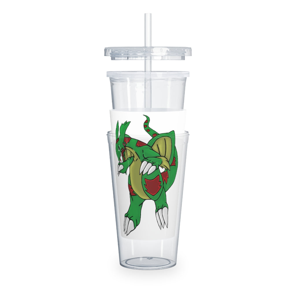 Draggor Plastic Tumbler with Straw, featuring a customizable design, lid, and reusable straw, perfect for events and gatherings.