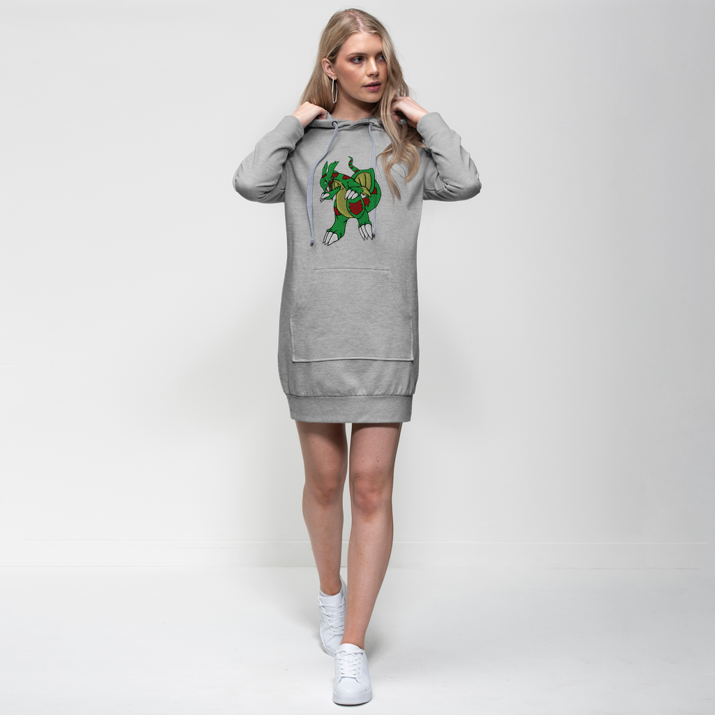 Draggor Premium Adult Hoodie Dress in a stylish design featuring a hood, full-length sleeves, and a kangaroo pouch pocket.