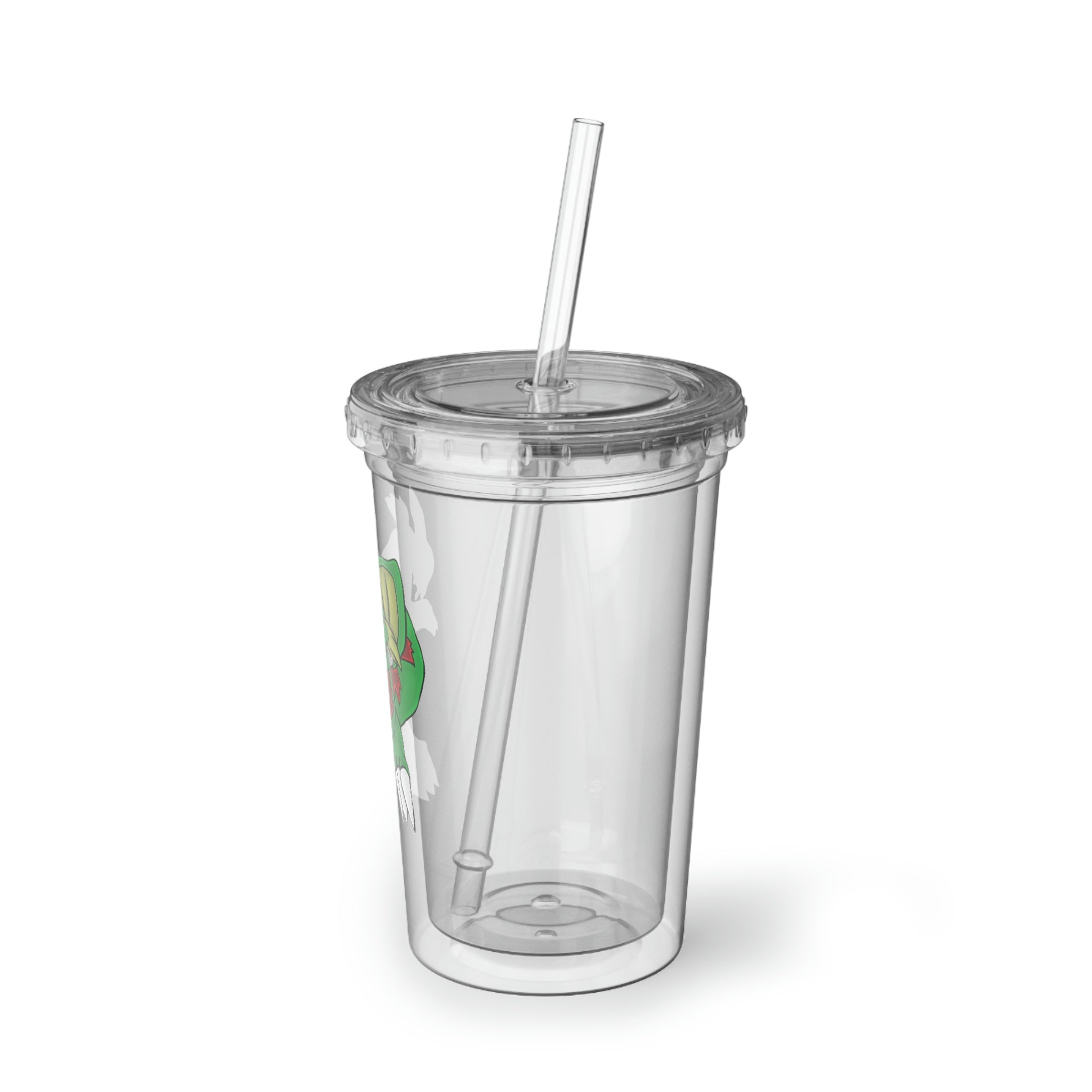 Draggor Suave Acrylic Cup with vibrant custom design, double-wall insulation, and included straw and lid.