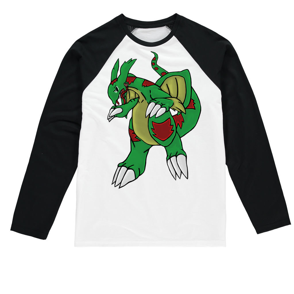 Draggor Sublimation Baseball Long Sleeve T-Shirt featuring a crew neck, long sleeves, and a stylish fit, ideal for sublimation printing.