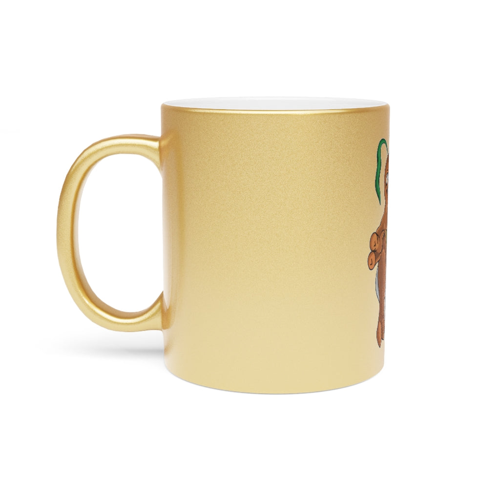 Drillbug Metallic Mug in Silver and Gold, showcasing personalized designs and a sleek ceramic finish.