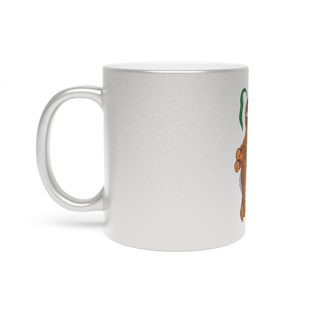 Drillbug Metallic Mug in Silver and Gold, showcasing personalized designs and a sleek ceramic finish.