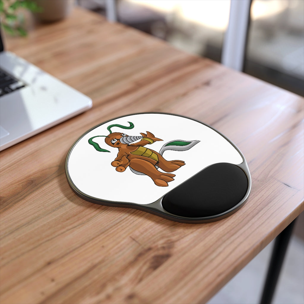 Drillbug Mouse Pad with ergonomic Memory Foam wrist rest and custom-printed neoprene insert, featuring a foot-shaped design.