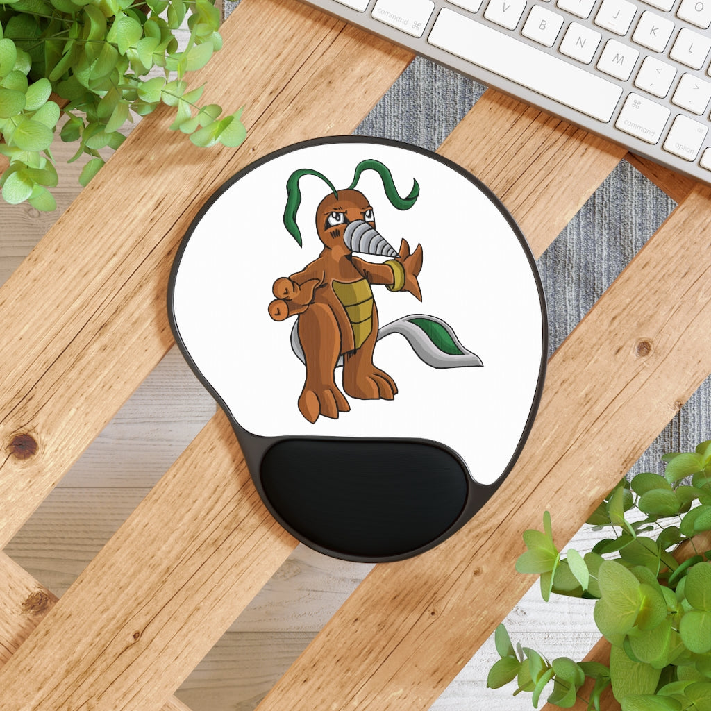 Drillbug Mouse Pad with ergonomic Memory Foam wrist rest and custom-printed neoprene insert, featuring a foot-shaped design.