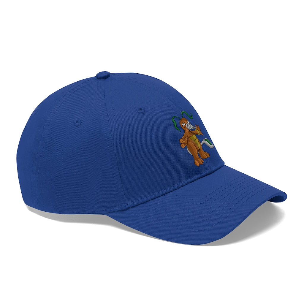 Drillbug Unisex Twill Hat in classic design, made from 100% cotton twill, featuring adjustable Velcro closure.