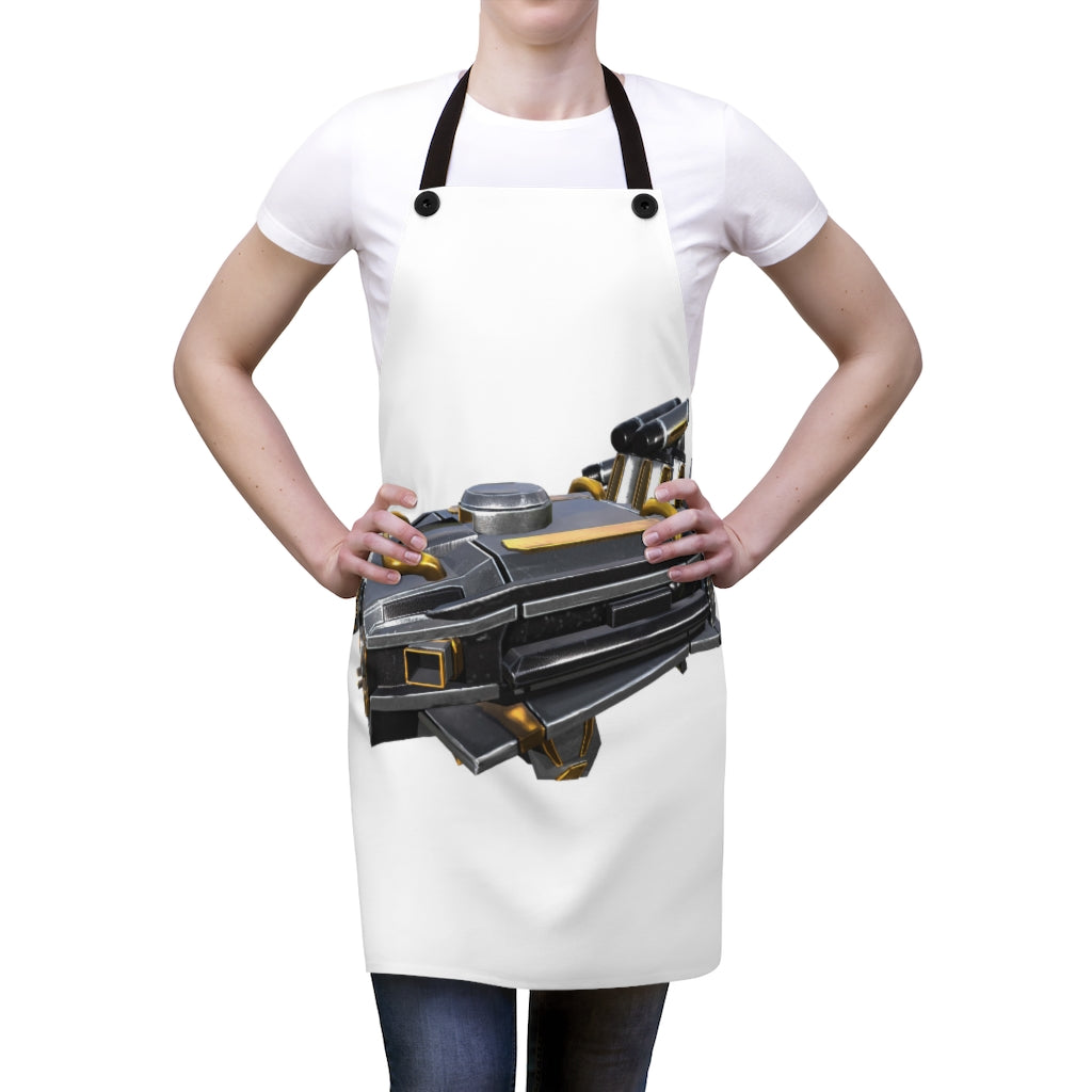 Stylish Drone Apron made of lightweight polyester with black detachable twill straps, perfect for cooking and grilling.