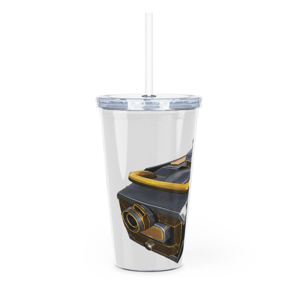 Drone Plastic Tumbler with Straw in vibrant colors, showcasing its customizable design and included lid and straw.