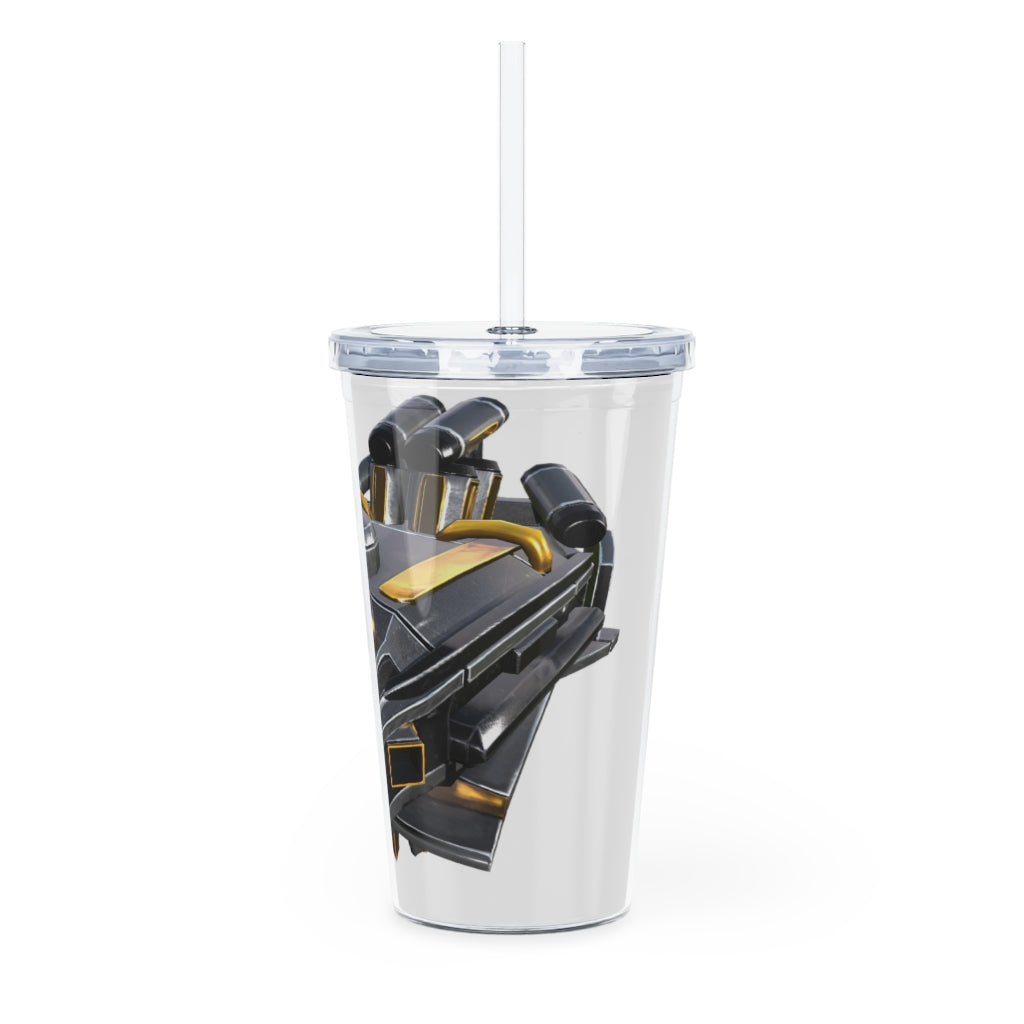 Drone Plastic Tumbler with Straw in vibrant colors, showcasing its customizable design and included lid and straw.