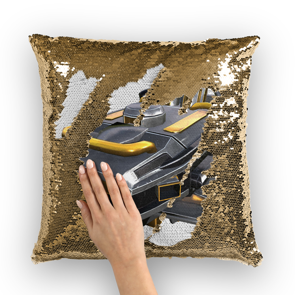 Drone Sequin Cushion Cover featuring a colorful mermaid design, perfect for home decor.