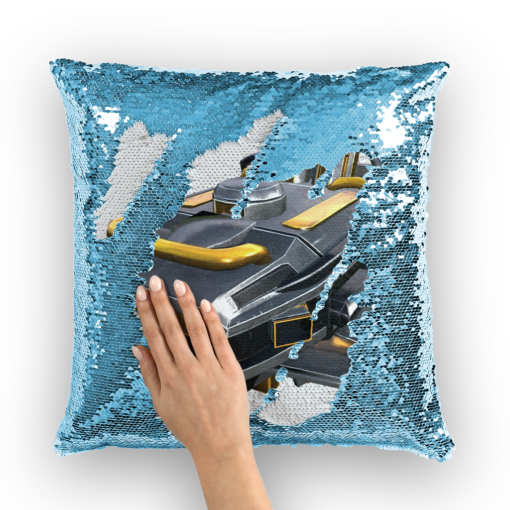 Drone Sequin Cushion Cover featuring a colorful mermaid design, perfect for home decor.