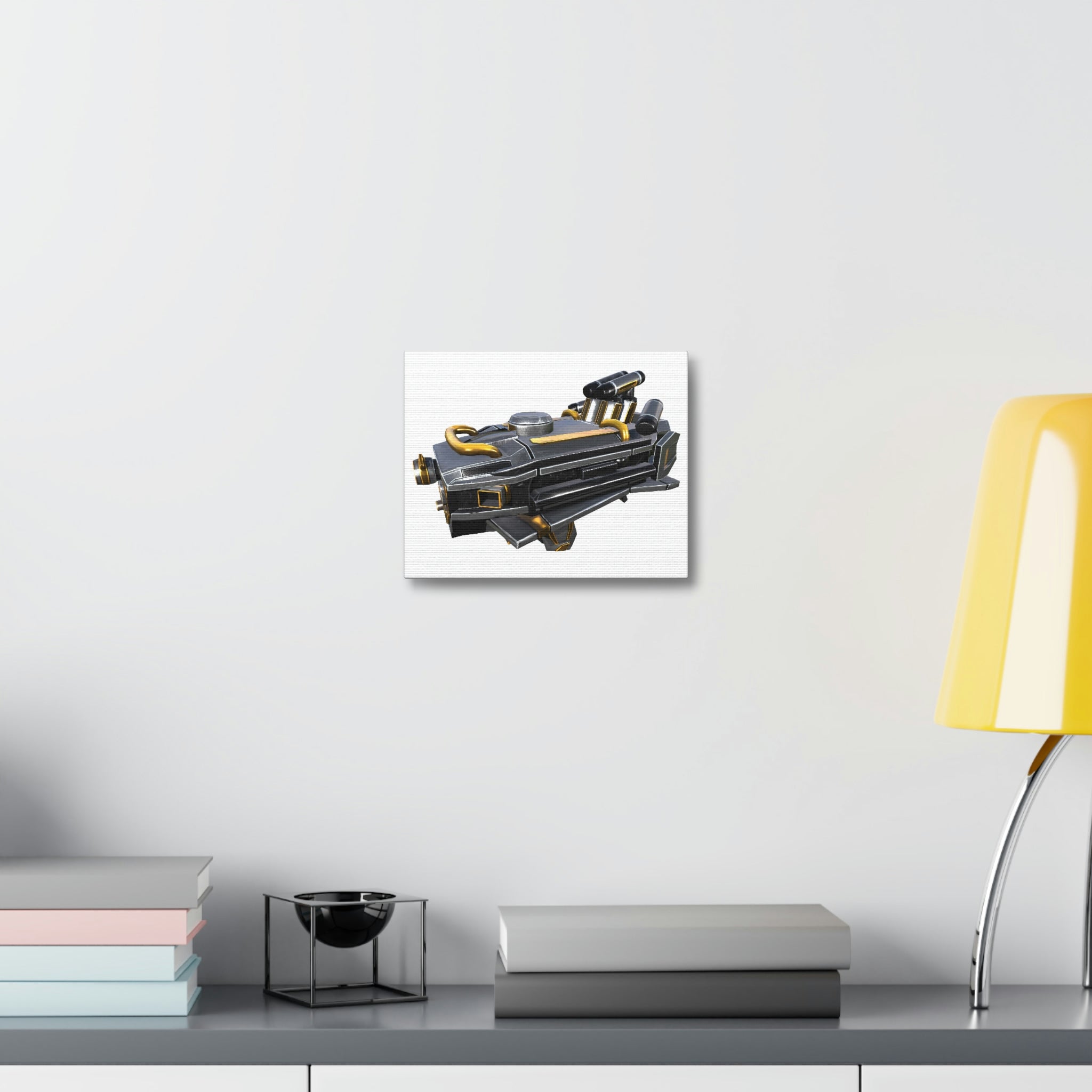 A beautifully stretched canvas featuring a drone image, framed in wood, perfect for indoor decoration.