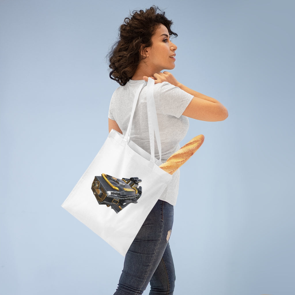 A colorful Drone Tote Bag made of 100% cotton with long handles and cross stitching for durability, perfect for everyday use.