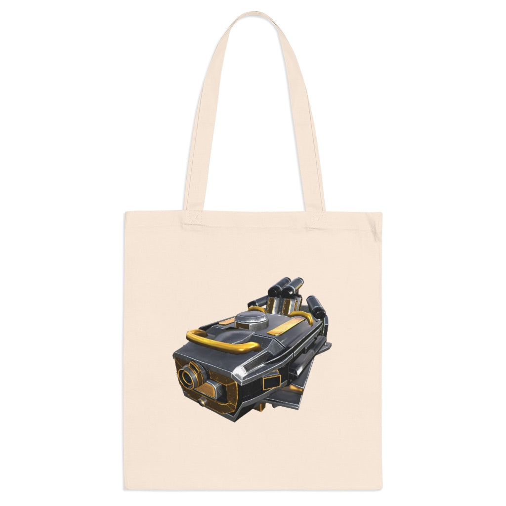 A colorful Drone Tote Bag made of 100% cotton with long handles and cross stitching for durability, perfect for everyday use.