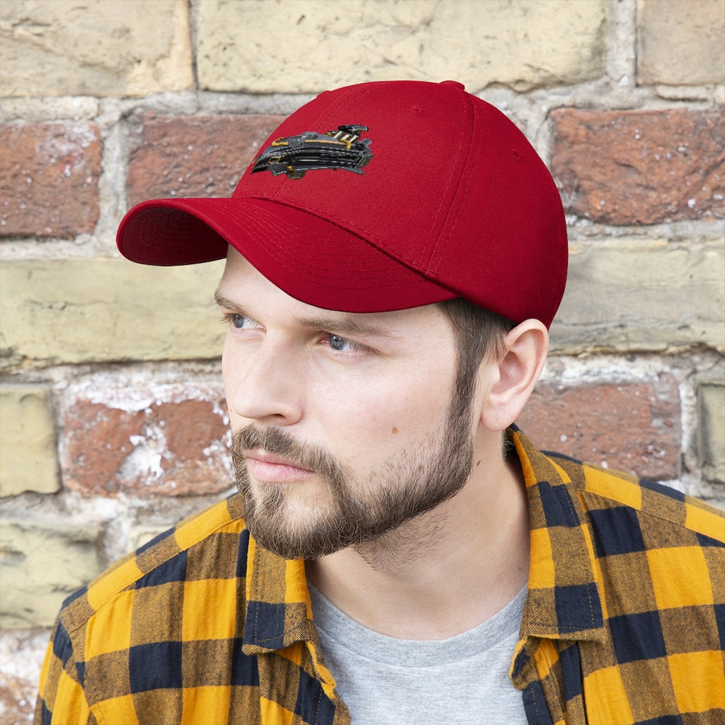 Drone Unisex Twill Hat in solid color, showcasing 6-panel design and adjustable Velcro closure.