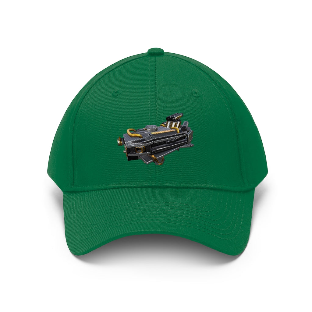 Drone Unisex Twill Hat in solid color, showcasing 6-panel design and adjustable Velcro closure.