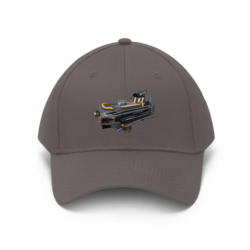 Drone Unisex Twill Hat in solid color, showcasing 6-panel design and adjustable Velcro closure.