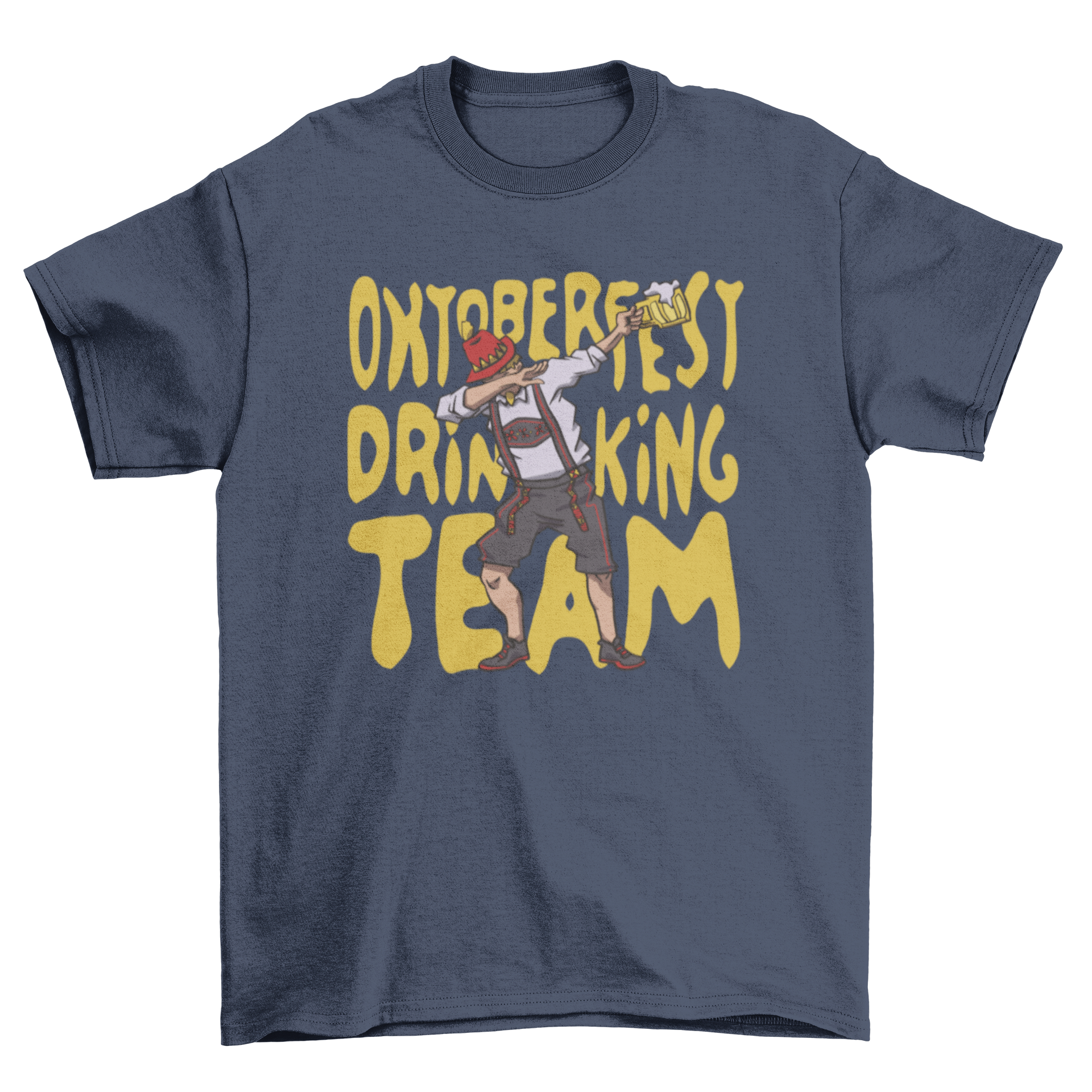 A fun t-shirt featuring a German man dabbing with a beer jug, celebrating Oktoberfest.