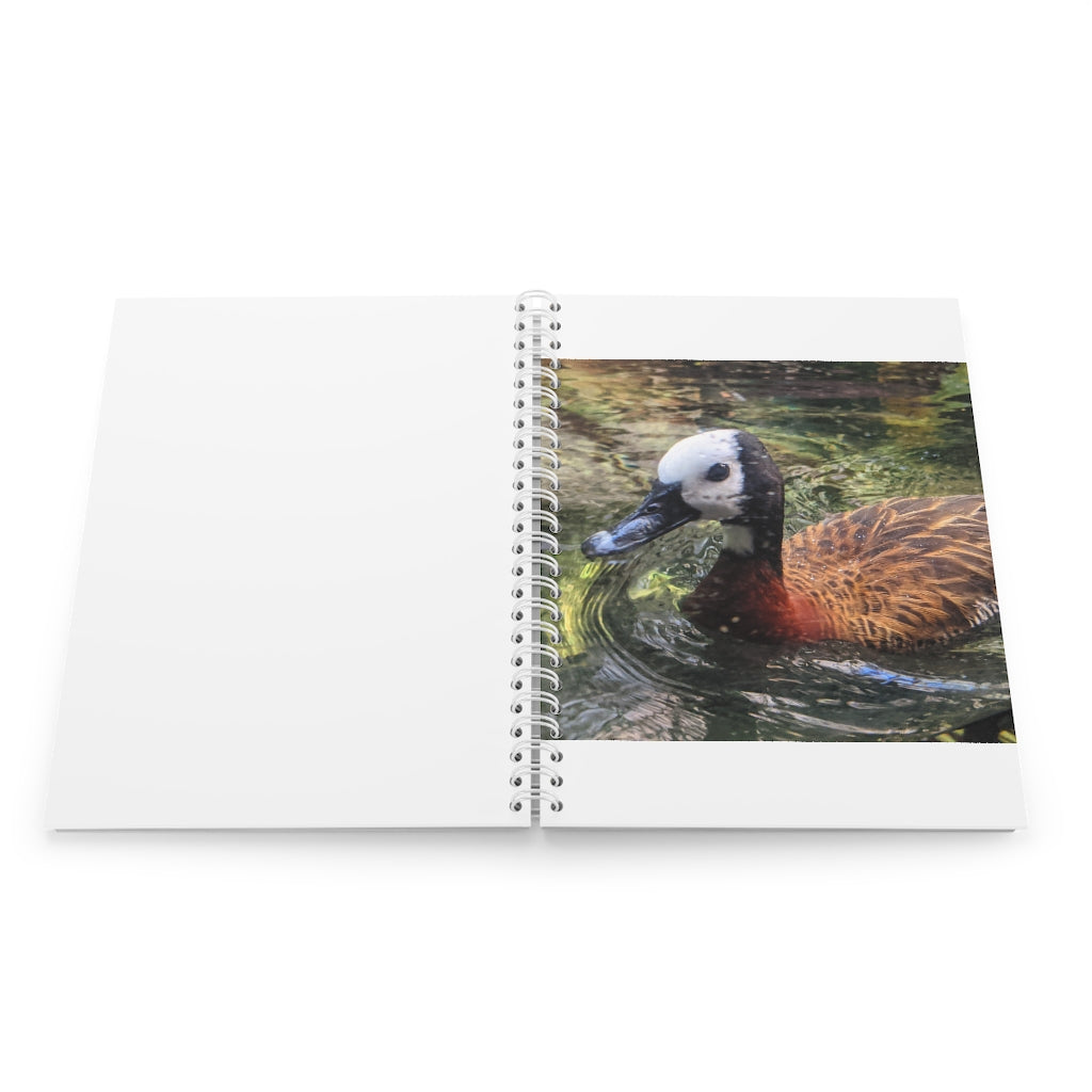 Duck Spiral Notebook with customizable covers and wide-ruled pages, featuring a semi-gloss laminated finish.