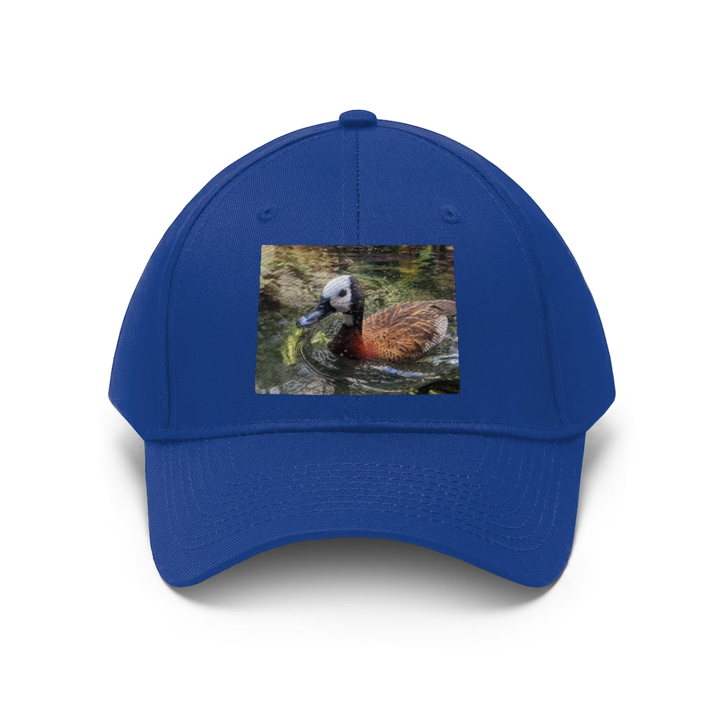 Duck Unisex Twill Hat in classic design, made from 100% cotton twill, featuring adjustable Velcro closure.