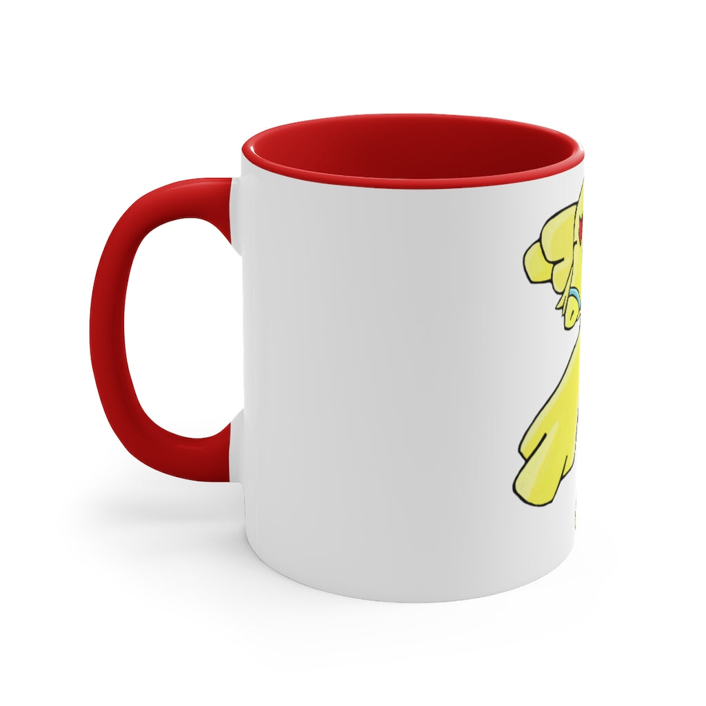 Ductil 11oz Accent Mug featuring a white ceramic body with a colored interior and handle, perfect for personalized designs.