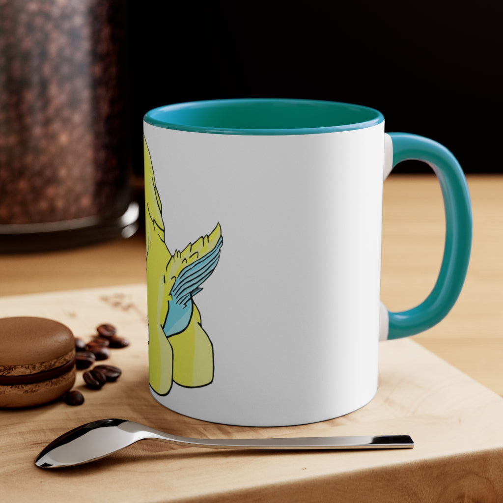 Ductil 11oz Accent Mug featuring a white ceramic body with a colored interior and handle, perfect for personalized designs.