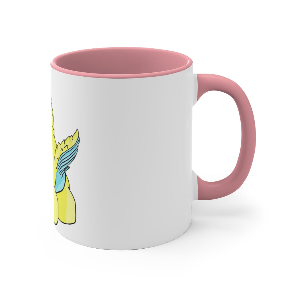 Ductil 11oz Accent Mug featuring a white ceramic body with a colored interior and handle, perfect for personalized designs.