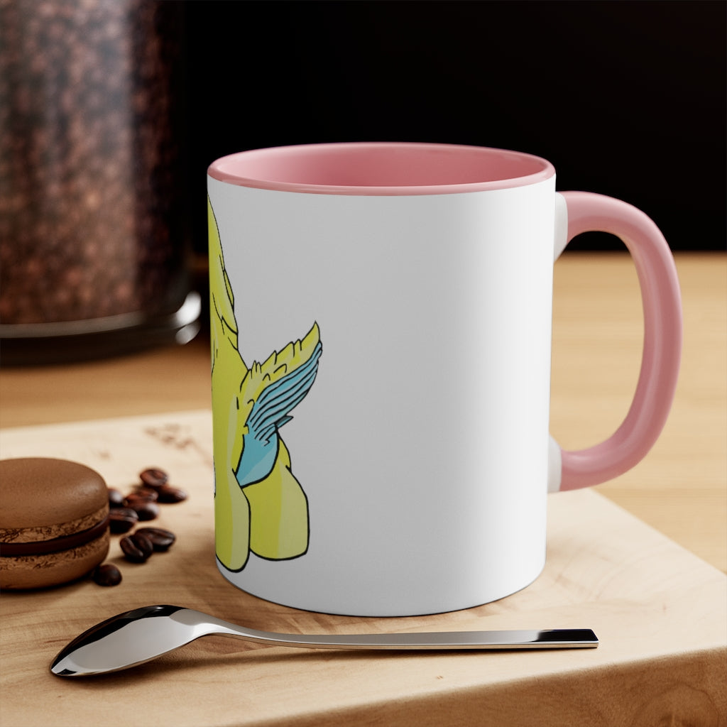 Ductil 11oz Accent Mug featuring a white ceramic body with a colored interior and handle, perfect for personalized designs.