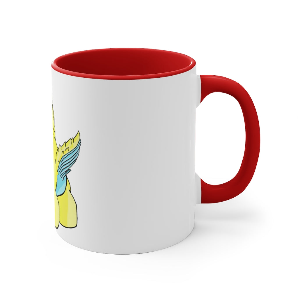 Ductil 11oz Accent Mug featuring a white ceramic body with a colored interior and handle, perfect for personalized designs.