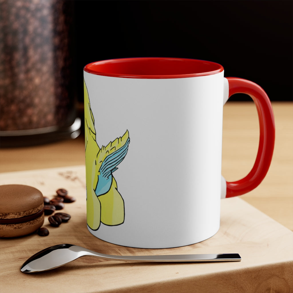 Ductil 11oz Accent Mug featuring a white ceramic body with a colored interior and handle, perfect for personalized designs.